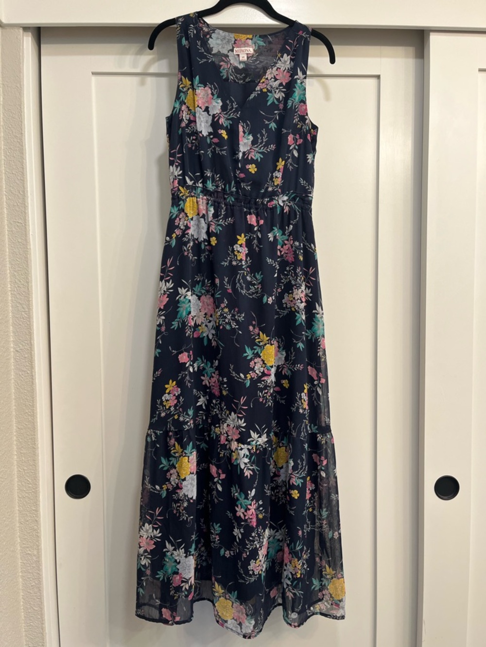 Merona Navy Floral Sleeveless Maxi Dress